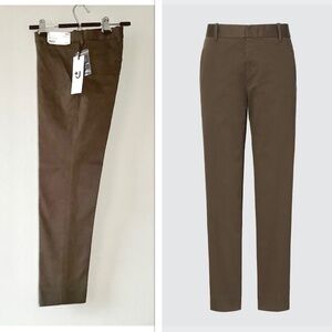 Uniqlo + Jill Sander Taper Pants Stretchy Cotton Olive Green Brown